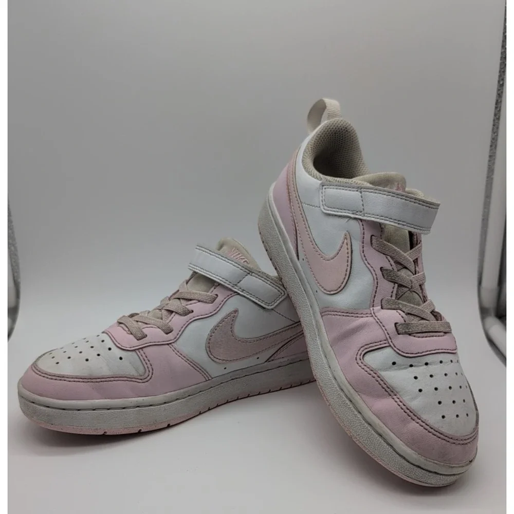 Nike Court Borough Low 2 White Pink Foam Youth Girls Size 2Y‎ Sneakers